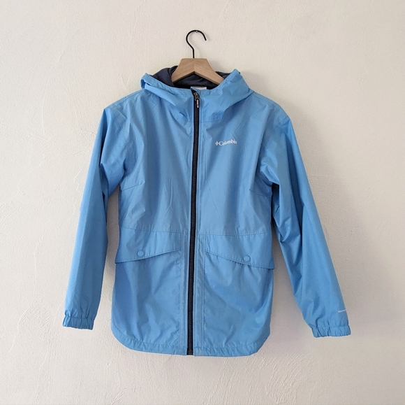 Columbia Girls Blue Rainy Trails Fleece Lined Jacket Waterproof Size Large - Picture 5 of 10